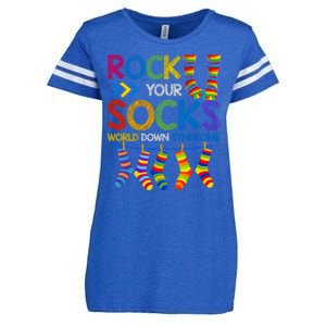 Rock Your Socks World Down Syndrome Awareness Enza Ladies Jersey Football T-Shirt