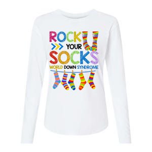 Rock Your Socks World Down Syndrome Awareness Womens Cotton Relaxed Long Sleeve T-Shirt