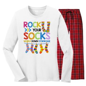 Rock Your Socks World Down Syndrome Awareness Women's Long Sleeve Flannel Pajama Set 