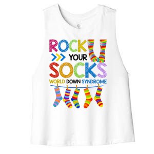 Rock Your Socks World Down Syndrome Awareness Women's Racerback Cropped Tank