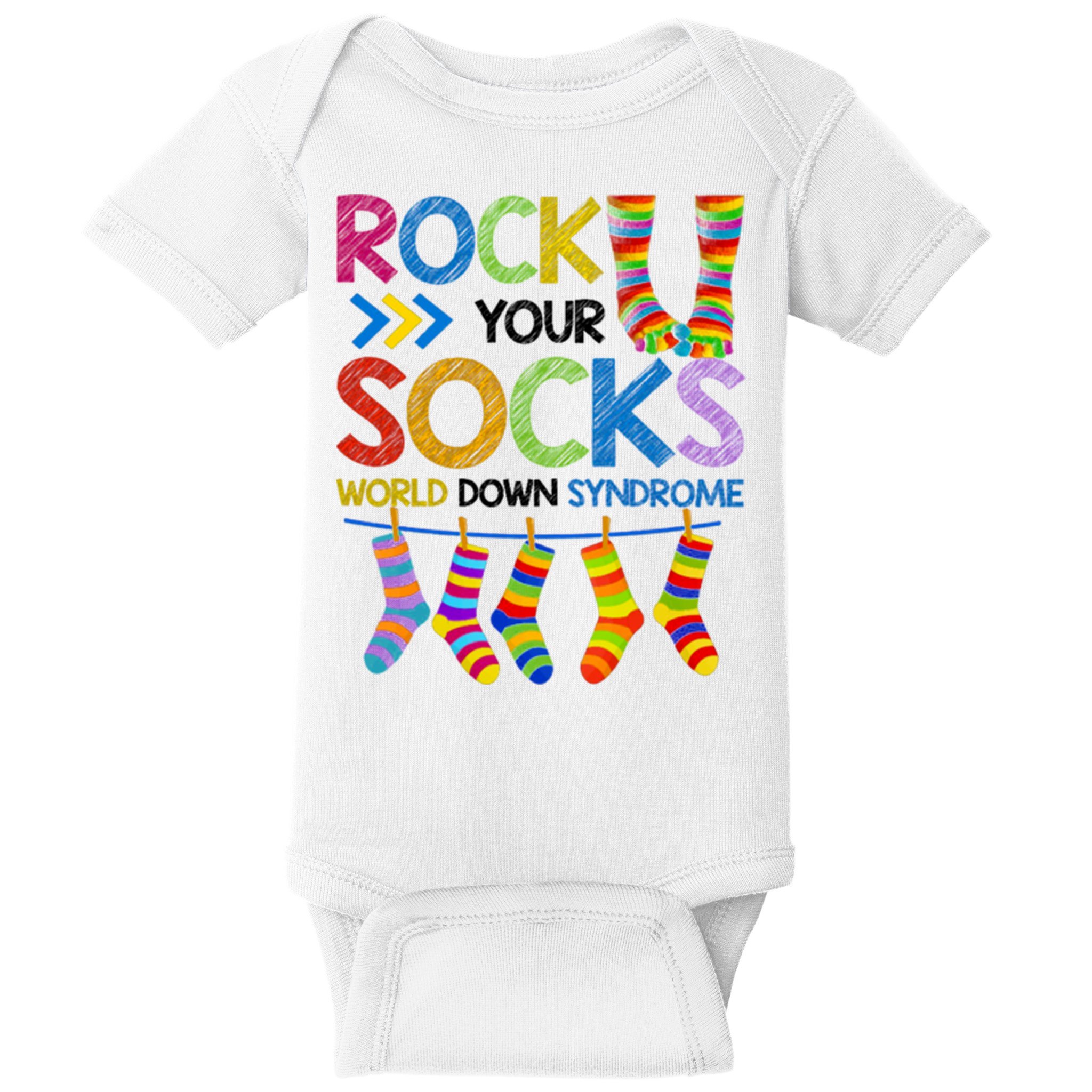 Rock Your Socks World Down Syndrome Awareness Baby Bodysuit