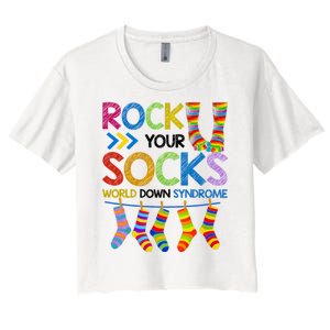 Rock Your Socks World Down Syndrome Awareness Women's Crop Top Tee