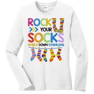 Rock Your Socks World Down Syndrome Awareness Ladies Long Sleeve Shirt