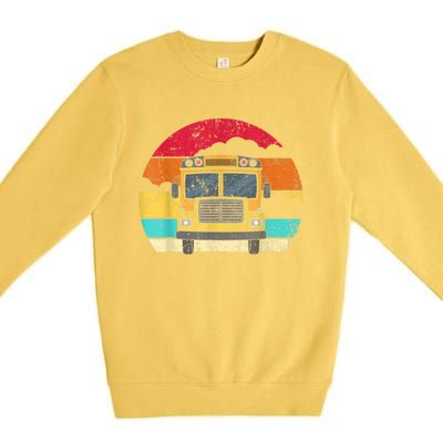 Retro Yellow School Bus For School Bus Driver And Busman Premium Crewneck Sweatshirt