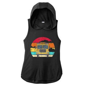 Retro Yellow School Bus For School Bus Driver And Busman Ladies PosiCharge Tri-Blend Wicking Draft Hoodie Tank