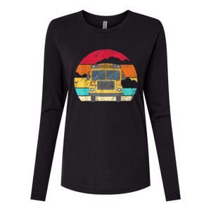 Retro Yellow School Bus For School Bus Driver And Busman Womens Cotton Relaxed Long Sleeve T-Shirt