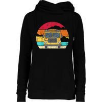 Retro Yellow School Bus For School Bus Driver And Busman Womens Funnel Neck Pullover Hood