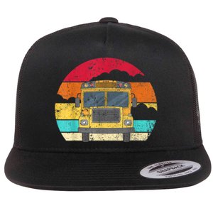 Retro Yellow School Bus For School Bus Driver And Busman Flat Bill Trucker Hat