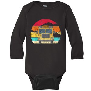 Retro Yellow School Bus For School Bus Driver And Busman Baby Long Sleeve Bodysuit