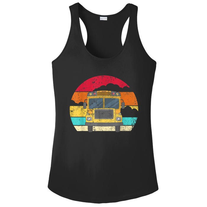 Retro Yellow School Bus For School Bus Driver And Busman Ladies PosiCharge Competitor Racerback Tank