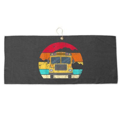 Retro Yellow School Bus For School Bus Driver And Busman Large Microfiber Waffle Golf Towel