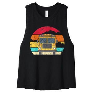 Retro Yellow School Bus For School Bus Driver And Busman Women's Racerback Cropped Tank