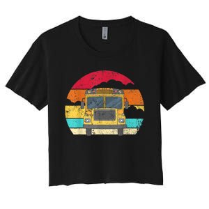 Retro Yellow School Bus For School Bus Driver And Busman Women's Crop Top Tee