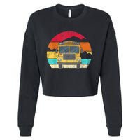 Retro Yellow School Bus For School Bus Driver And Busman Cropped Pullover Crew