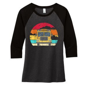 Retro Yellow School Bus For School Bus Driver And Busman Women's Tri-Blend 3/4-Sleeve Raglan Shirt