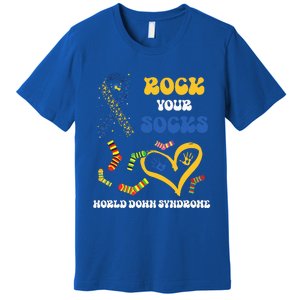 Rock Your Socks T21 Man Down Syndrome Awareness Premium T-Shirt