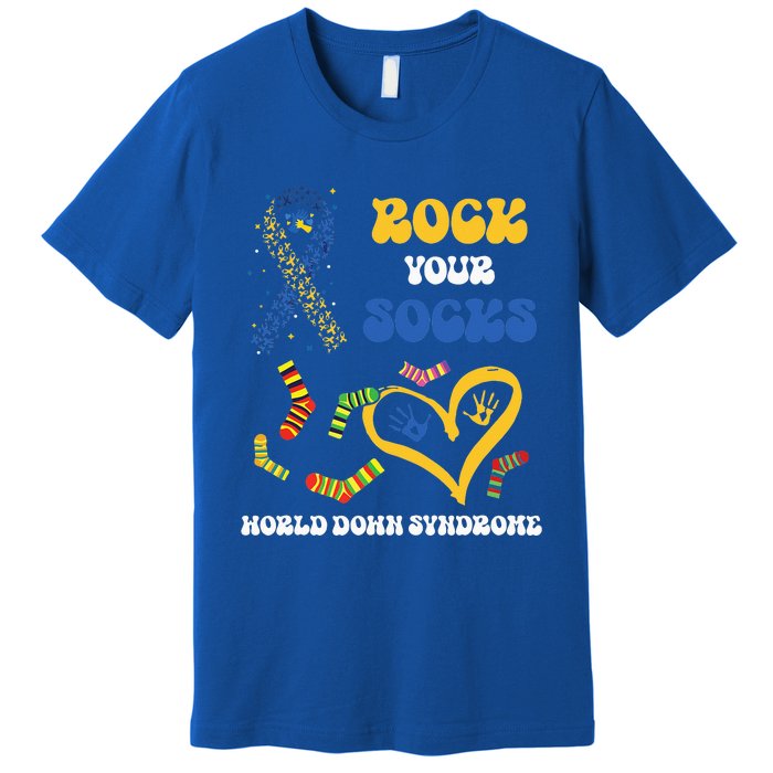 Rock Your Socks T21 Man Down Syndrome Awareness Premium T-Shirt