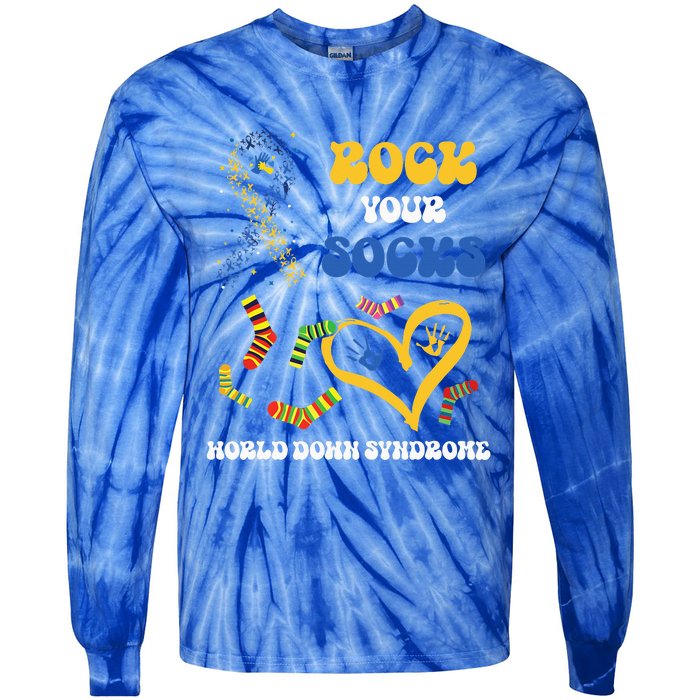 Rock Your Socks T21 Man Down Syndrome Awareness Tie-Dye Long Sleeve Shirt