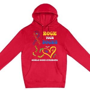 Rock Your Socks T21 Man Down Syndrome Awareness Premium Pullover Hoodie