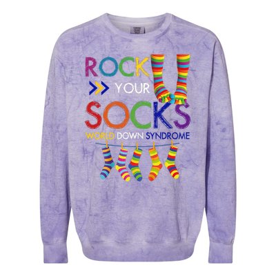 Rock Your Socks World Down Syndrome Awareness Colorblast Crewneck Sweatshirt