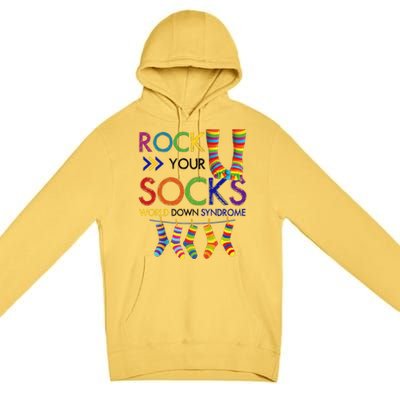 Rock Your Socks World Down Syndrome Awareness Premium Pullover Hoodie