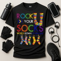 Rock Your Socks World Down Syndrome Awareness Cooling Performance Crew T-Shirt