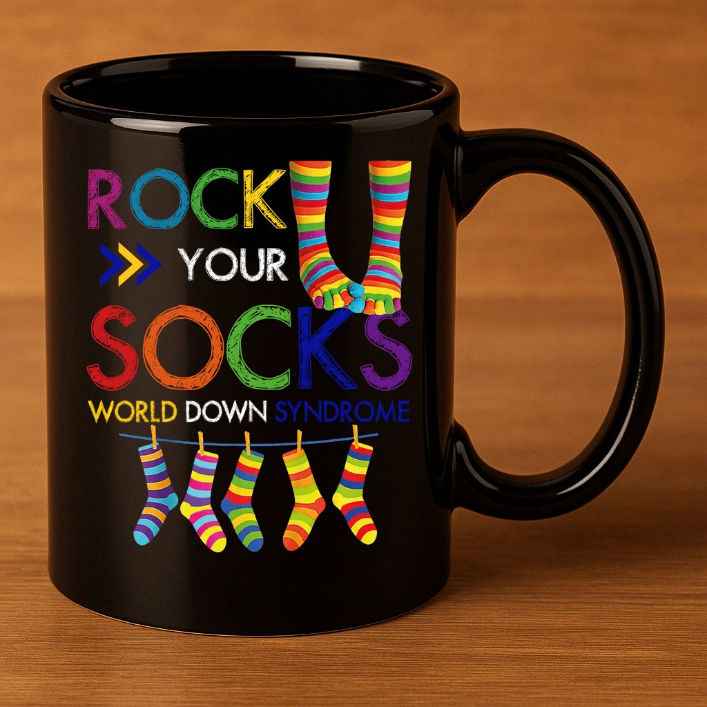 Rock Your Socks World Down Syndrome Awareness 11oz C Handle Ceramic Mug