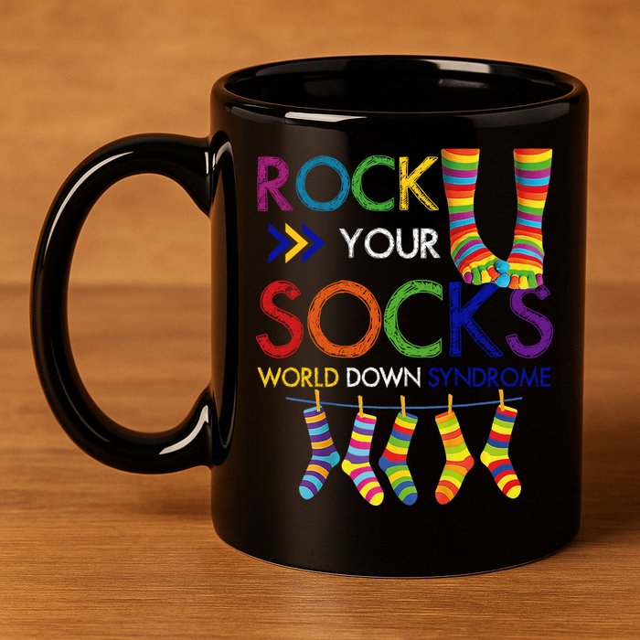 Rock Your Socks World Down Syndrome Awareness 11oz C Handle Ceramic Mug