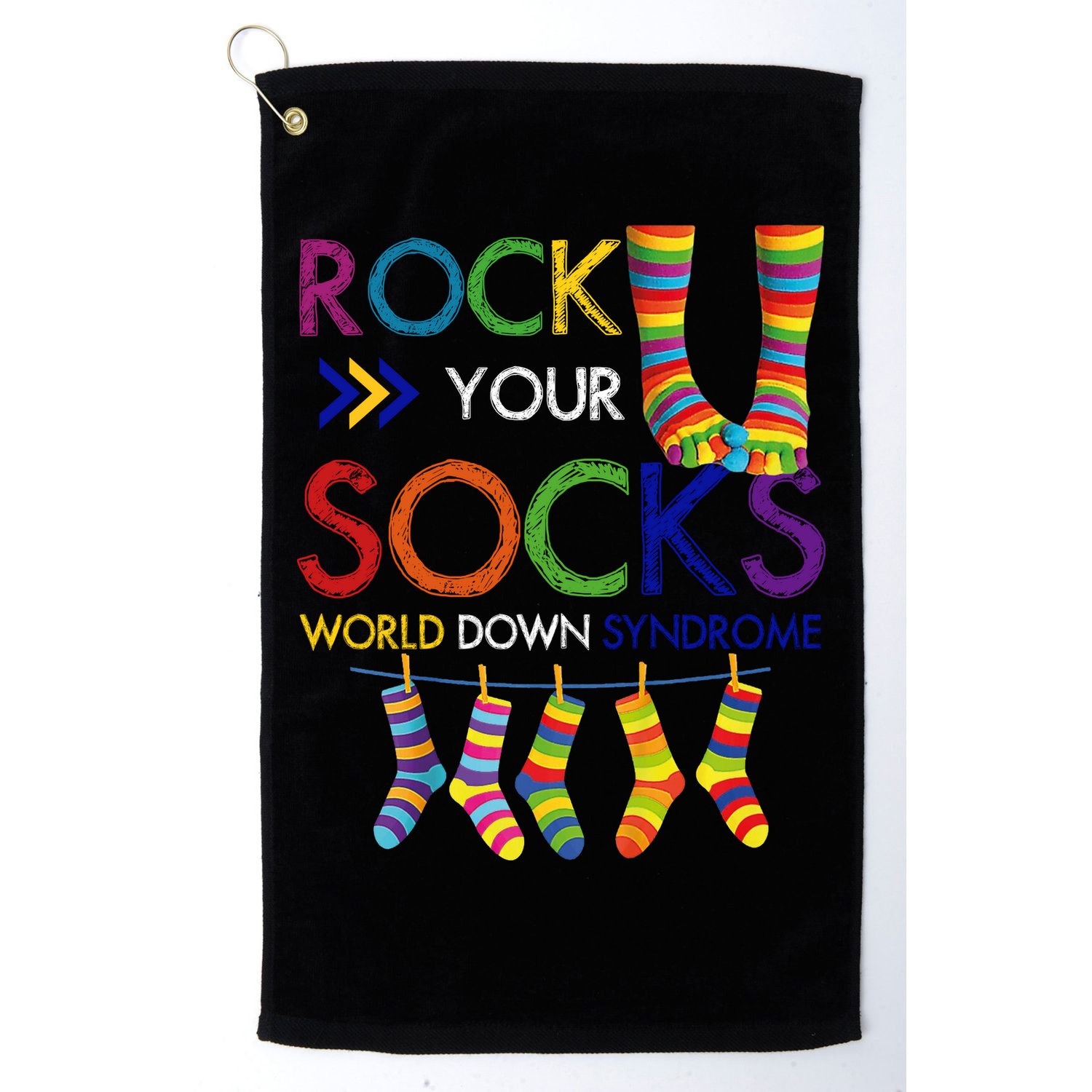 Rock Your Socks World Down Syndrome Awareness Golf Towel