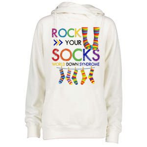 Rock Your Socks World Down Syndrome Awareness Womens Funnel Neck Pullover Hood