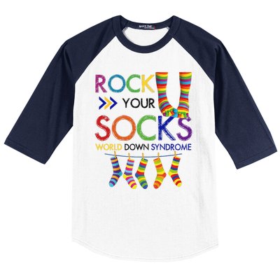 Rock Your Socks World Down Syndrome Awareness Baseball Sleeve Shirt