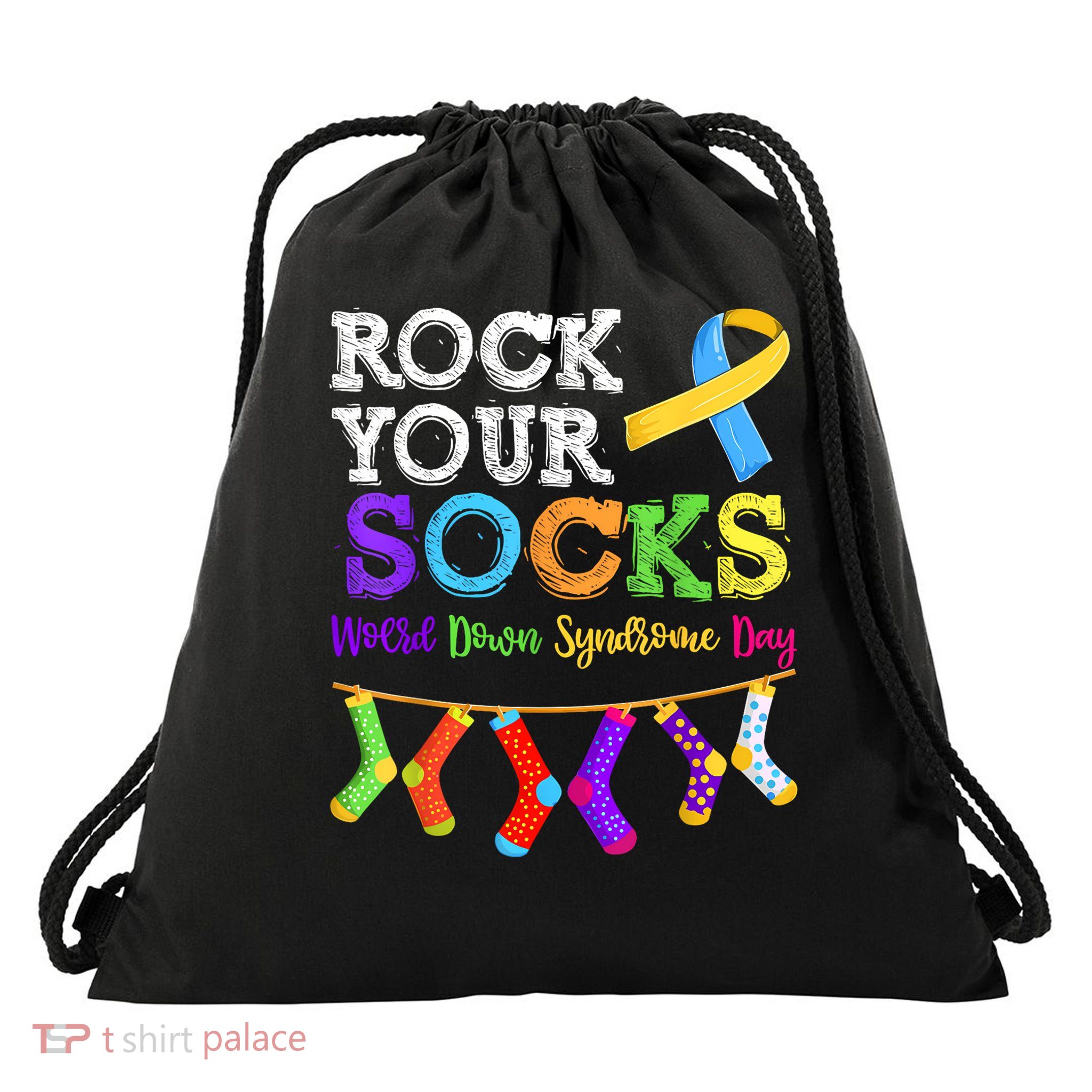 Rock Your Socks World Down Syndrome Day Awareness Women Drawstring Bag