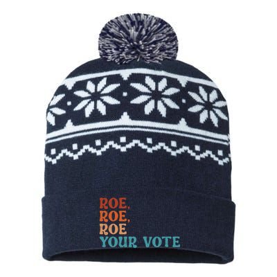 Roe Your Vote Pro Choice Women’S Rights Vintage Retro USA-Made Snowflake Beanie