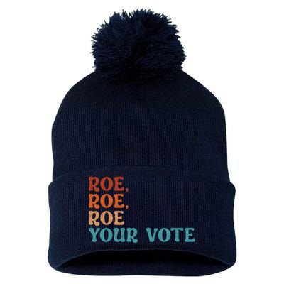 Roe Your Vote Pro Choice Women’S Rights Vintage Retro Pom Pom 12in Knit Beanie