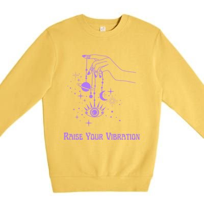 Raise Your Vibration New Age Purple Law Of Attraction Cute Gift Premium Crewneck Sweatshirt