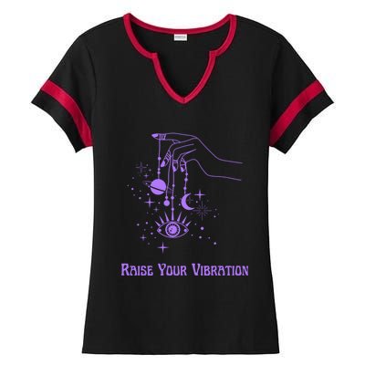 Raise Your Vibration New Age Purple Law Of Attraction Cute Gift Ladies Halftime Notch Neck Tee