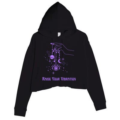 Raise Your Vibration New Age Purple Law Of Attraction Cute Gift Crop Fleece Hoodie