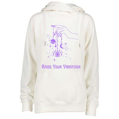 Raise Your Vibration New Age Purple Law Of Attraction Cute Gift Womens Funnel Neck Pullover Hood