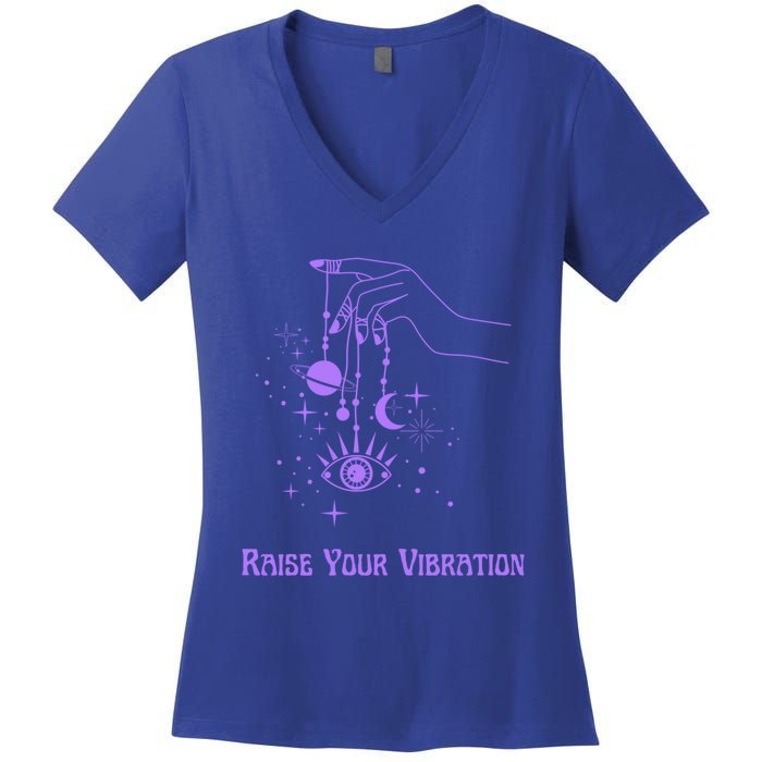 Raise Your Vibration New Age Purple Law Of Attraction Cute Gift Women's V-Neck T-Shirt