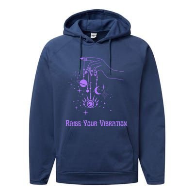 Raise Your Vibration New Age Purple Law Of Attraction Cute Gift Performance Fleece Hoodie