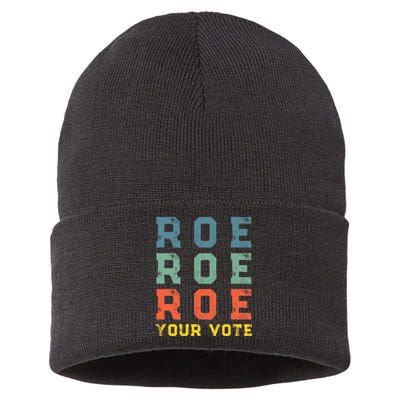 Roe Your Vote Pro Choice Vintage Retro Sustainable Knit Beanie