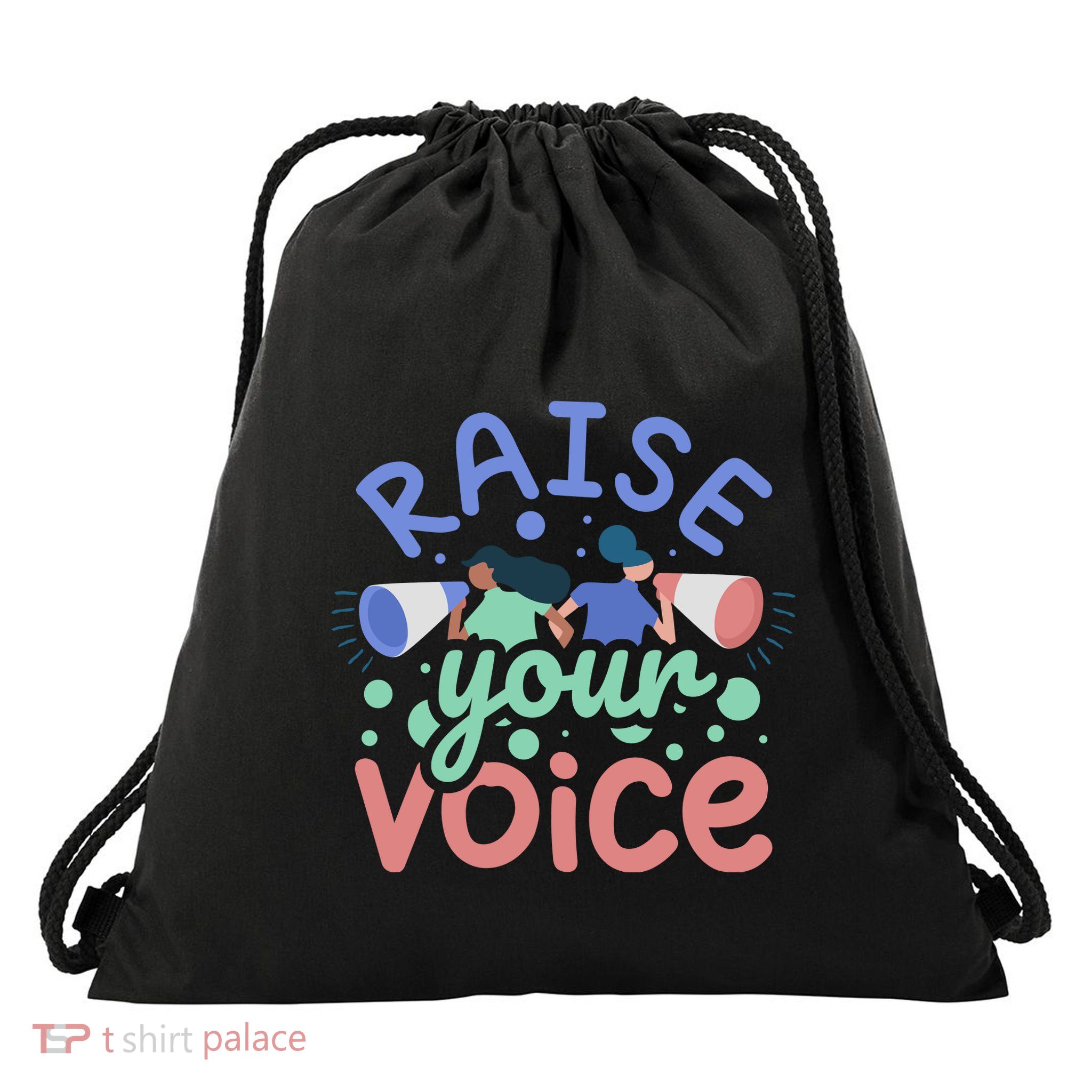 Raise Your Voice Drawstring Bag