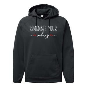 Remember Your Why Funny Sarcastic Inspirational Quote Performance Fleece Hoodie