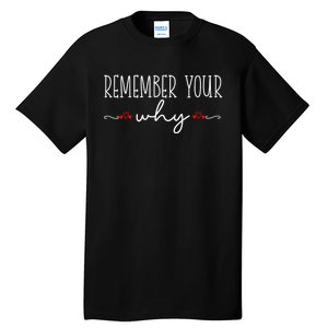 Remember Your Why Funny Sarcastic Inspirational Quote Tall T-Shirt