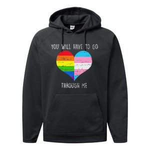 Retro You Will Have To Go Through Me Lgbtq Performance Fleece Hoodie