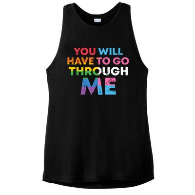 Retro You Will Have To Go Through Me Lgbtq Ladies PosiCharge Tri-Blend Wicking Tank