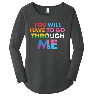 Retro You Will Have To Go Through Me Lgbtq Women's Perfect Tri Tunic Long Sleeve Shirt