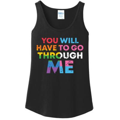 Retro You Will Have To Go Through Me Lgbtq Ladies Essential Tank