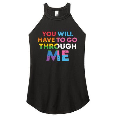 Retro You Will Have To Go Through Me Lgbtq Women's Perfect Tri Rocker Tank