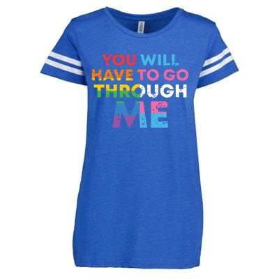 Retro You Will Have To Go Through Me Lgbtq Enza Ladies Jersey Football T-Shirt